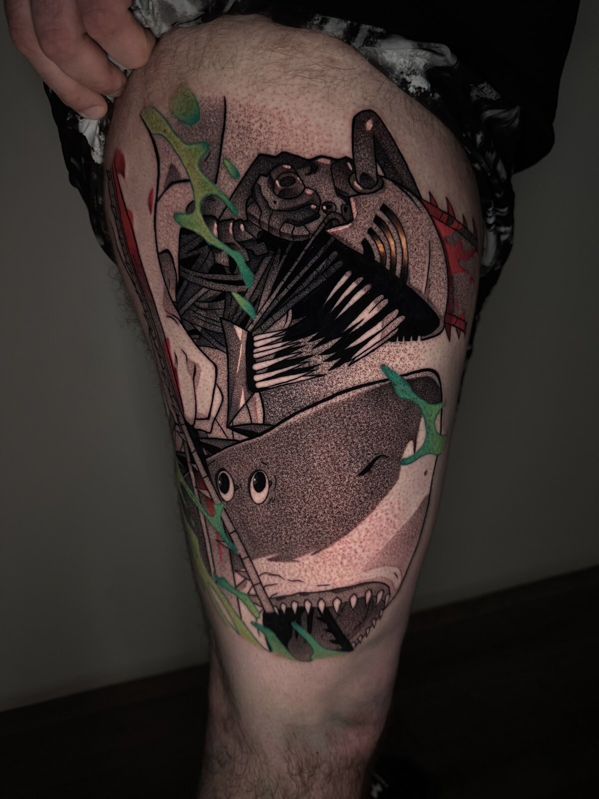 Color-infused anime tattoo by Anthony D. Rustik