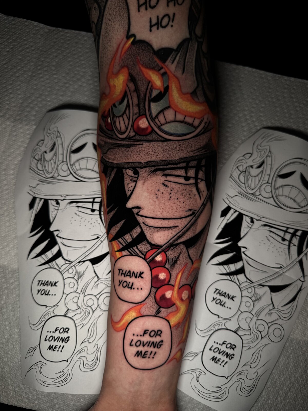 Color-infused anime tattoo by Anthony D. Rustik