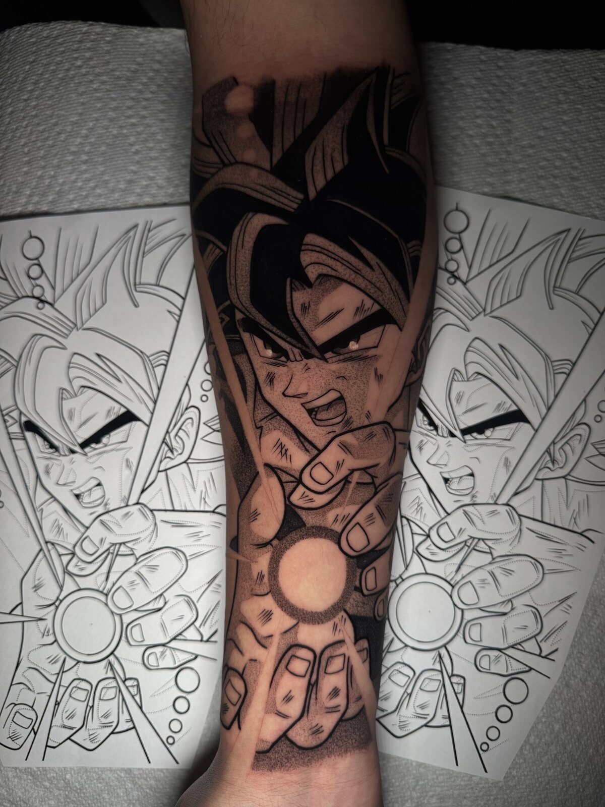 Color-infused anime tattoo by Anthony D. Rustik