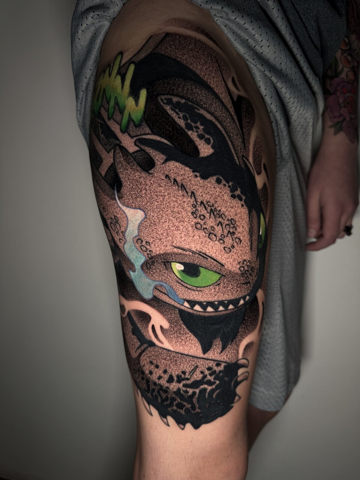 Color-infused anime tattoo by Anthony D. Rustik