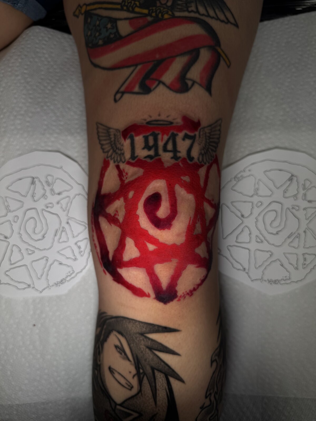 Color-infused anime tattoo by Anthony D. Rustik