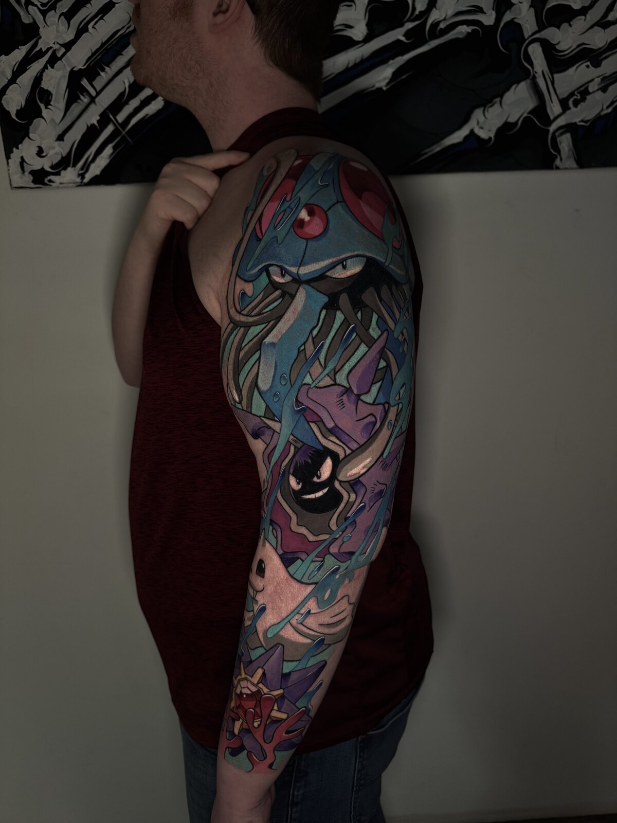Color-infused anime tattoo by Anthony D. Rustik
