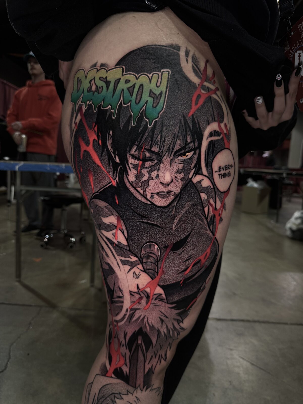 Color-infused anime tattoo by Anthony D. Rustik