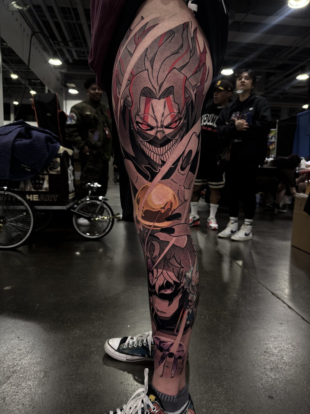 Color-infused anime tattoo by Anthony D. Rustik